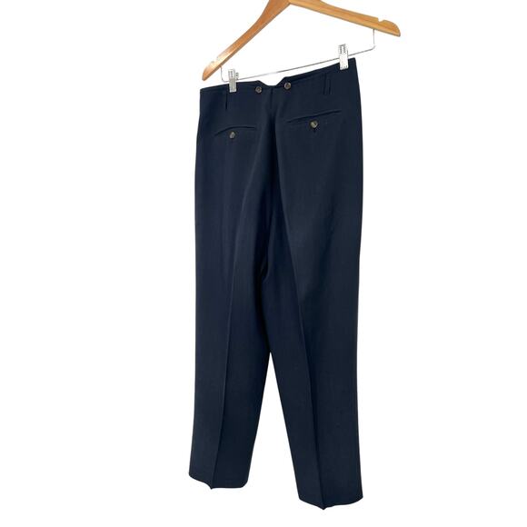 J. Peterman 4 high-waisted navy trousers pants Silk Twill Glamour 27" inseam - Picture 4 of 6
